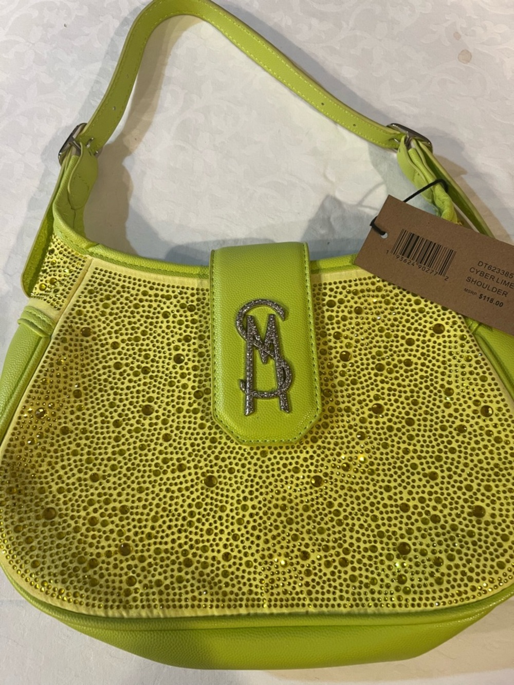 Steve Madden Neon Yellow Embellished Shoulder Bag